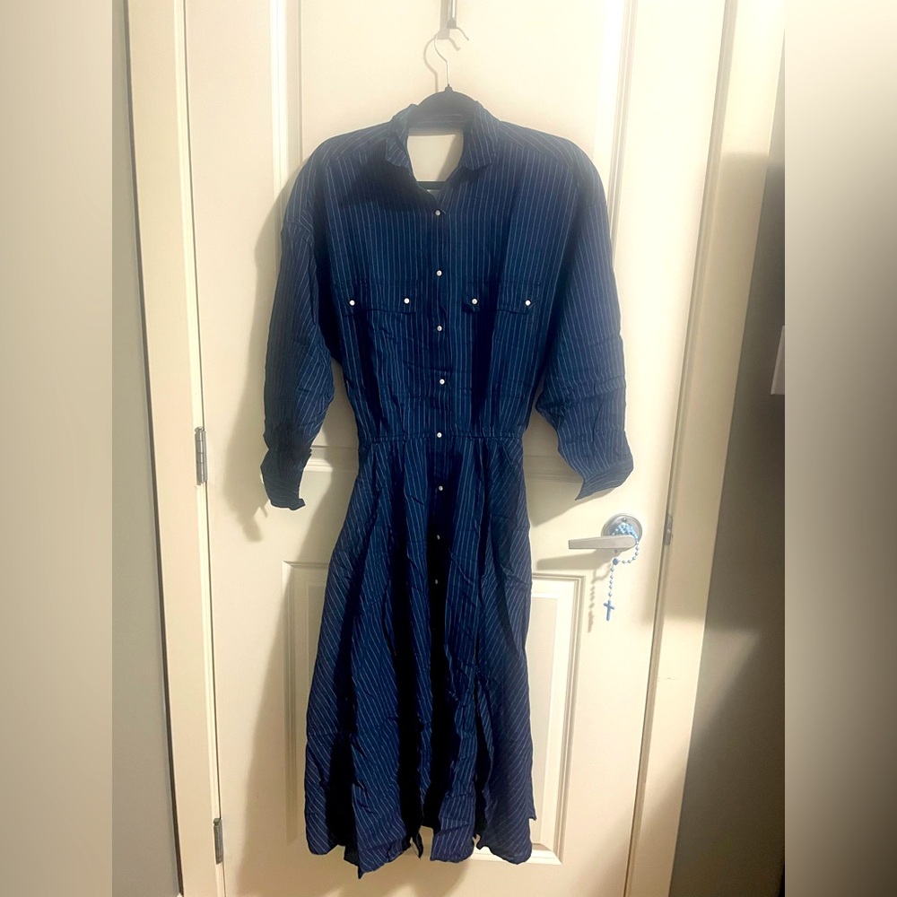 Elegant Blue Striped Dress
